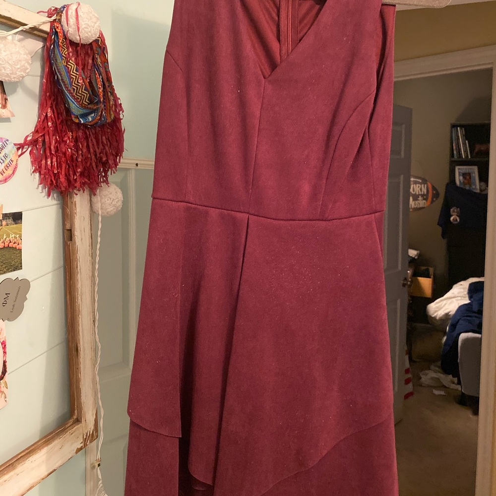 Burgundy suede dress